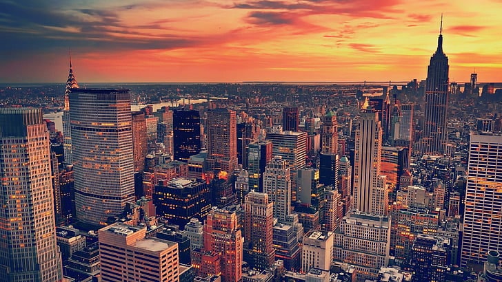 new york city sunset united states usa wallpaper preview