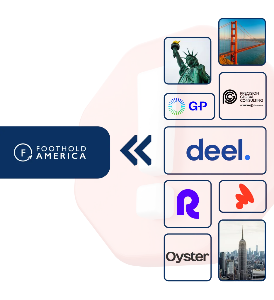 Collage d'icônes d'applications, de points de repère et de logos d'entreprise.