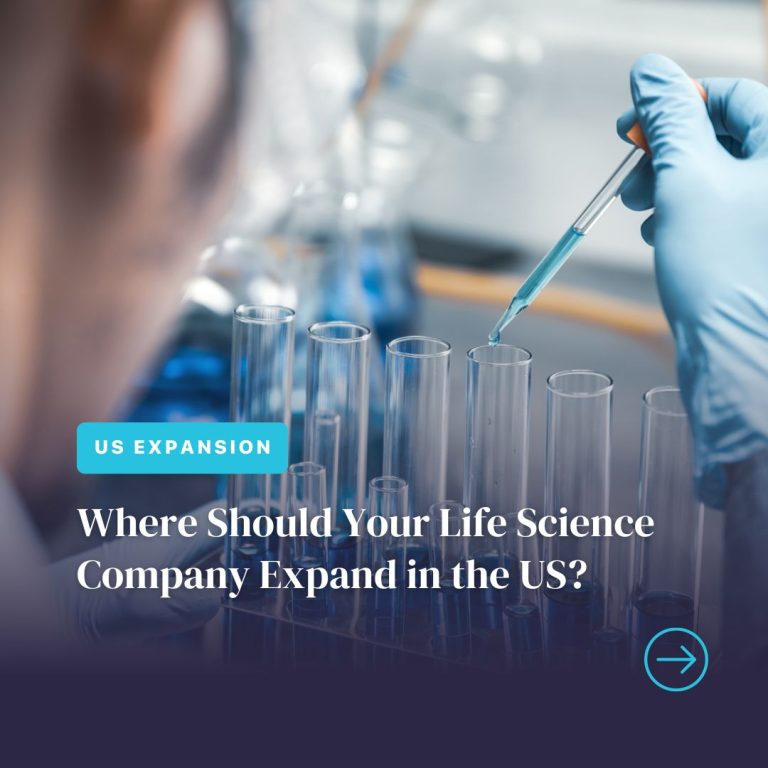 Lab technician pipetting into test tubes with US expansion text.